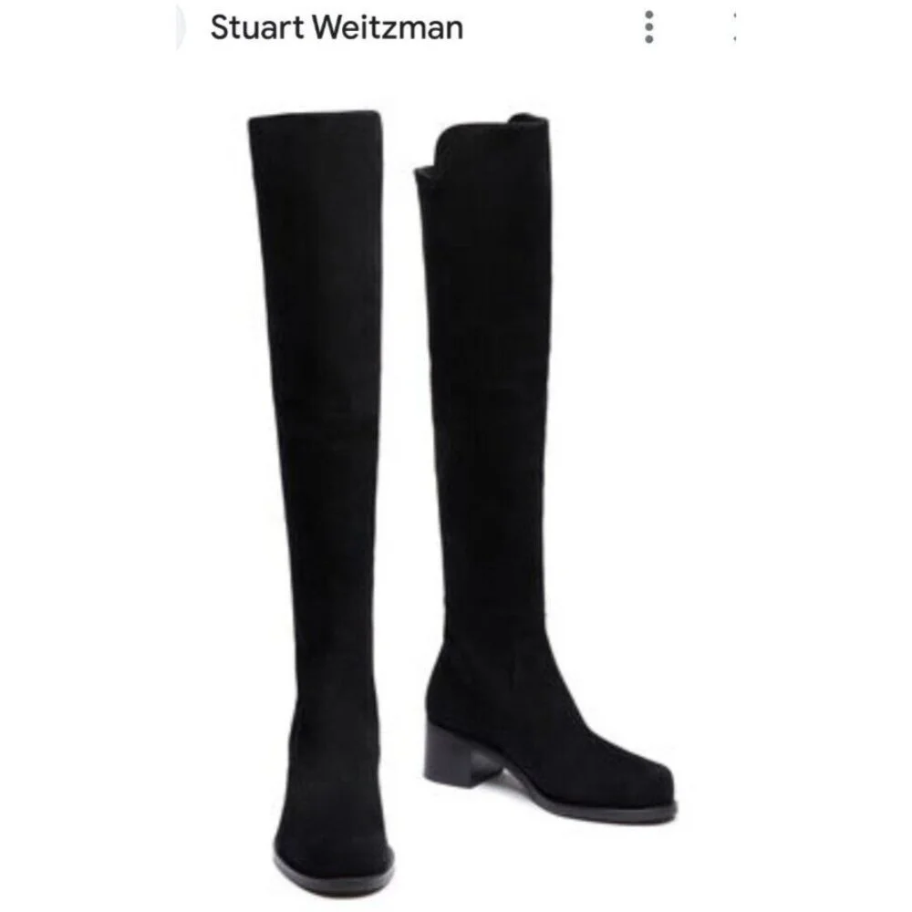 $850 STUART WEITZMAN Reserve Boot OVER THE KNEE SUEDE BOOT BLACK Size 6